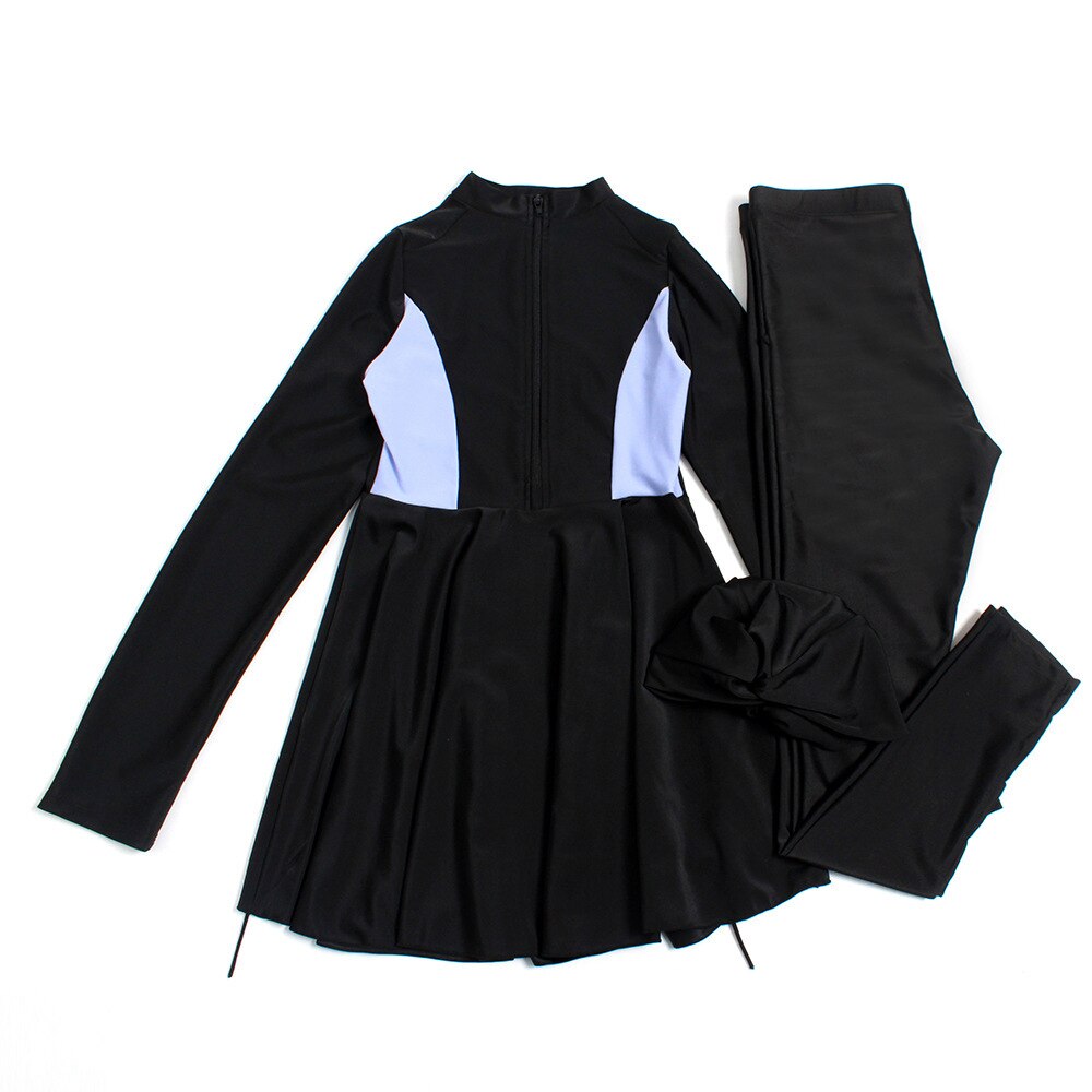 Maillot de bain musulman 3 pièces, Burkini, Patchwork modeste, Hijab, manches longues, Sport, Burkini islamique, vêtements de plage: M