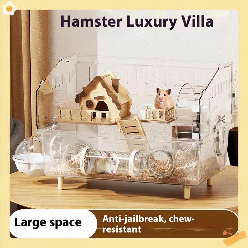 Jaula para hámster, jaula para hámster, Villa de lujo, transparente, gran espacio, acrílico, hábitat para mascotas, casa para animales pequeños, accesorios para ratas enanas