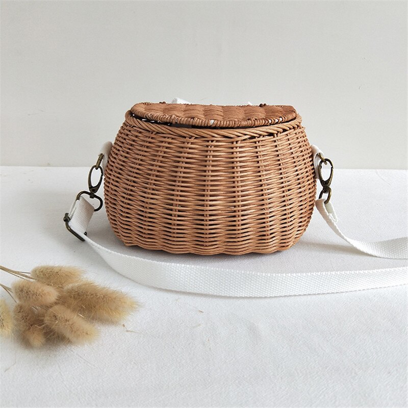 Kleine Grote Back Mand Kinderen Fietsmand Handgemaakte Tattan Mand Kid 'S Rugzak Meisjes: brown / Child