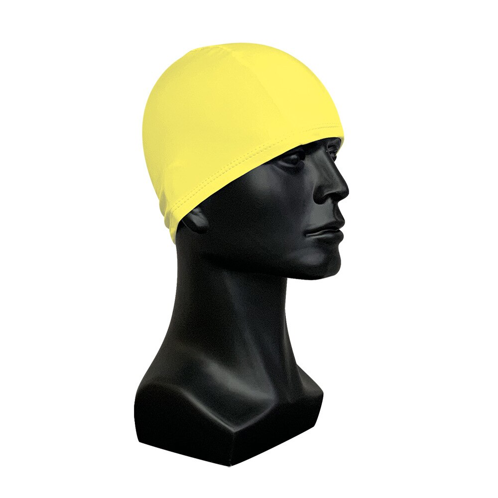 Gorro de baño de tela de poliéster para adultos, gorro de playa de alta elasticidad, Color sólido, Unisex: Yellow