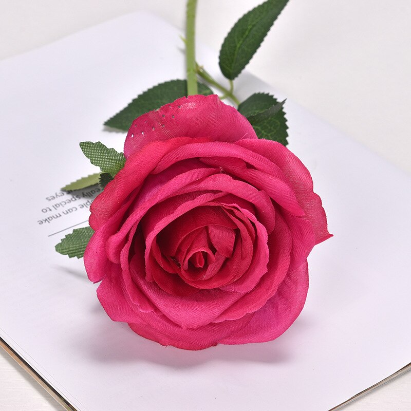 Rose Wedding simulation flower silk flower home hotel wedding decoration artificial flower ins wind factory direct: Rose purple