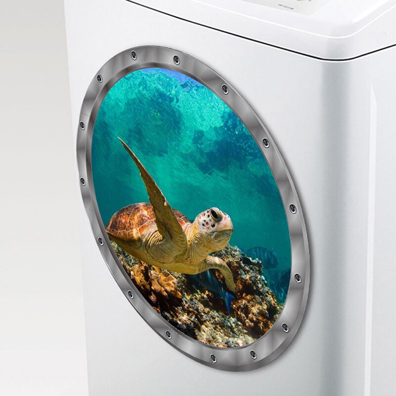 29x29cm Unterwasser Fisch Zauberstab Aufkleber Wasserdichte Delphin Schildkröte Aufkleber Für Waschmaschine Dekoration Für Schlecht Abziehbilder PVC