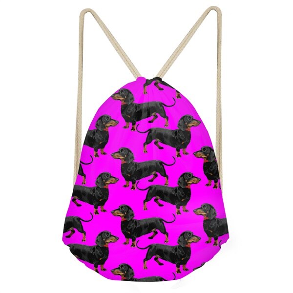 INSTANTARTS Drôle Chien Teckel Imprimé Cordons Sacs pour Adolescents Filles décontracté Softback Sac Sacs Grande Étudiants Sacs À Dos: H10976Z3