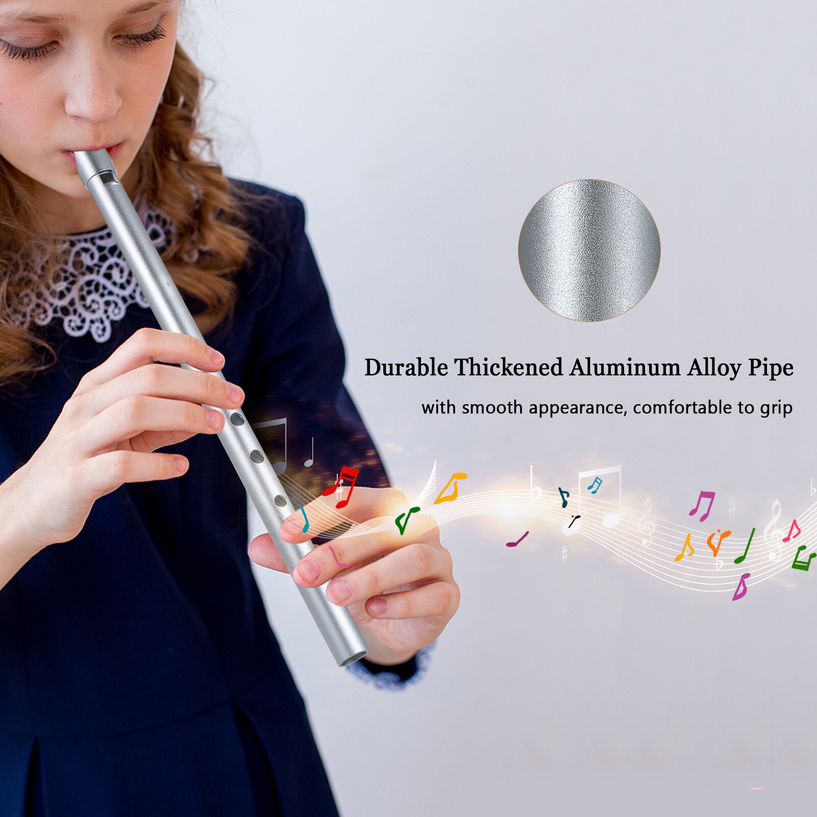 Irish Whistle Traditional Tin Penny Whistle 6 Holes Flute Key of C Wind Music Instrument for Beginners Intermediates &amp; Experts