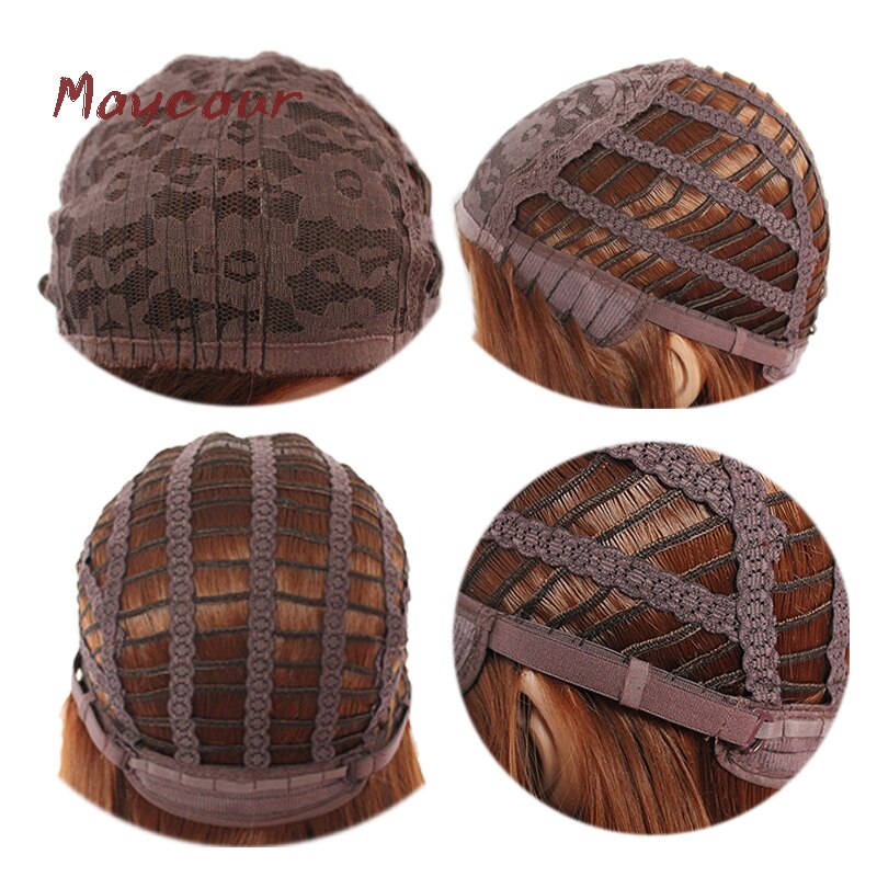 Maycaur Blonde/Oranje Bob Pruiken Voor Zwarte Vrouwen Korte Rechte Synthetisch Haar Pruik