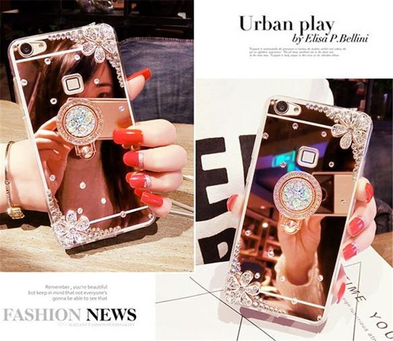 S20plus Mirror Make up Rhinestone Phone Case For Samsung S20 S20ultra Cases for Samsung Galaxy s20E Funda Bear Ring stand Coque: S20 / pinkglod Diamond F