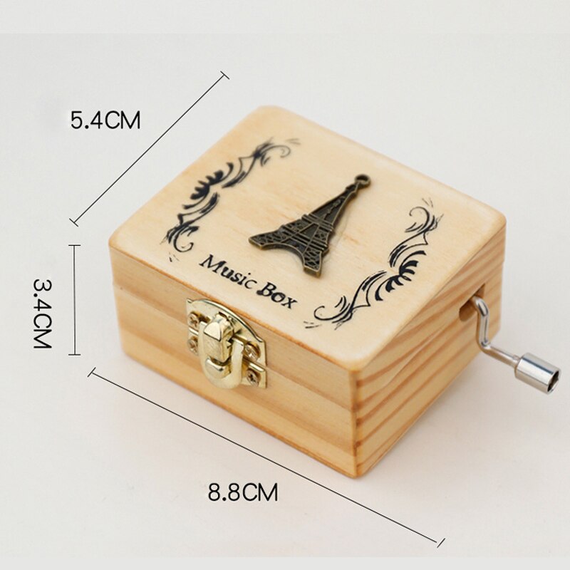 Wood Carving and Color Printing Music Box Cute Animal Music Box Hand Crank Wooden Music Box Children's Birthday Valentine's Day: 7(without mirror)