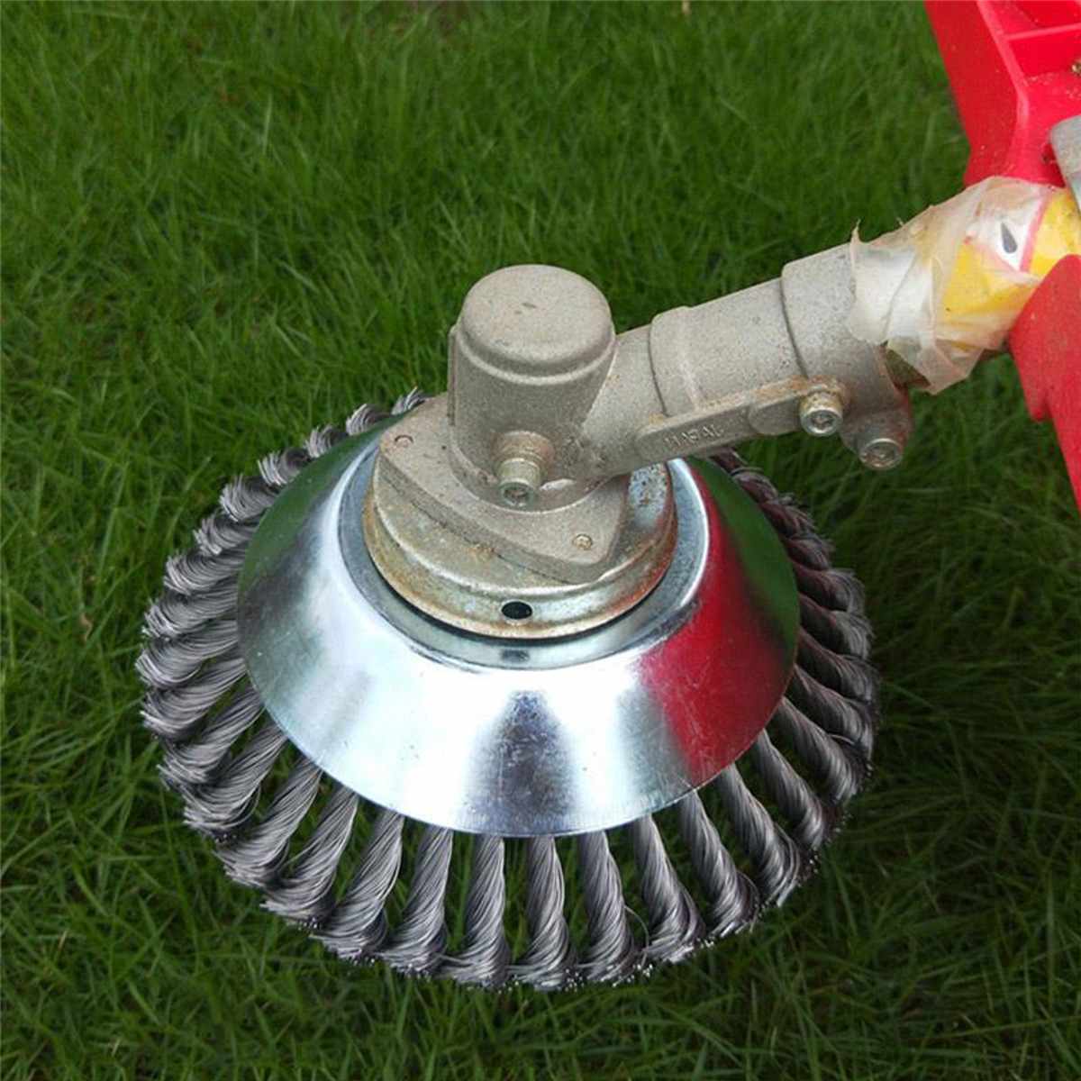 8 zoll Universal- Rasenmäihr Gras Trimmer Kopf Twist Knoten Pinsel Stahl Draht Rad Pinsel Rabatt Garten Werkzeuge für Rasenmäihr