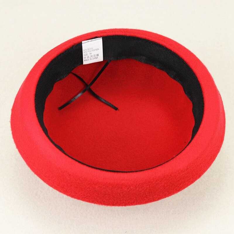 Korean Version Dome Girl Performance Stage Jazz Hat Solid Color Spring Summer Adult Red Felt Hat Women Cap