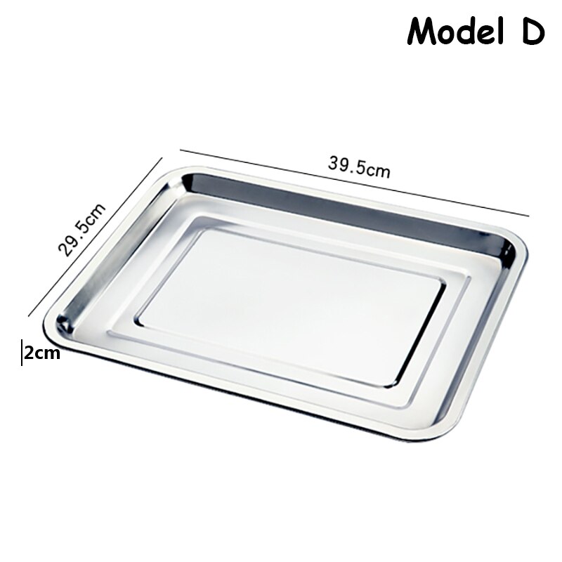 Restaurant Food Tray Stainless Steel BBQ Roast Fish Dishes Chinese Kitchen Steamed Food Plate Baking Bread Snack Food Container: Model D