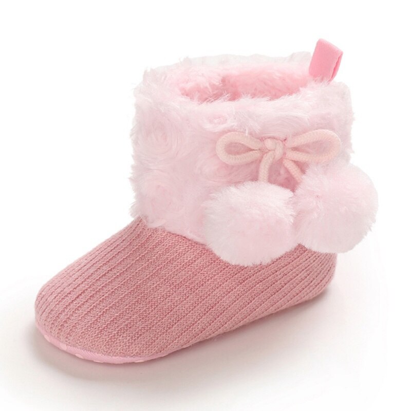 Höst vinter nyfödd baby skor flicka pojke prickiga stickat stövlar casual sneakers halkfria promenadskor med mjuk sulor: Sid / S