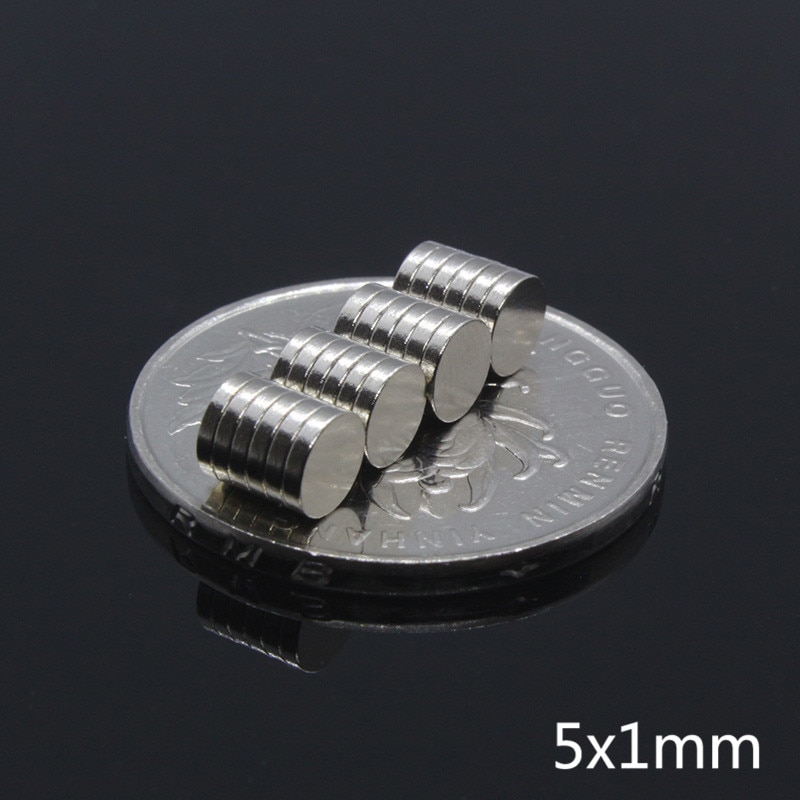 100Pcs 5X1 Mm Kleine Ronde Schijf Super Sterke Zeldzame Aarde Magneten Dia 5Mm X 1 Mm n35 Ndfeb Mini Neodymium Permanente Magneet 5*1Mm