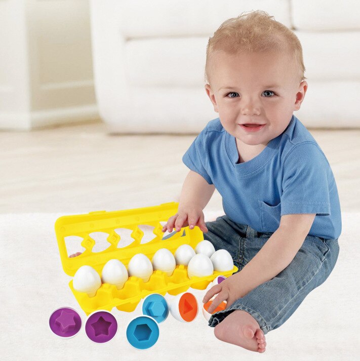 12pcs Simulation Eggs Set Color &amp; Shape Matching Toy Children Toddler Baby Puzzle Game Preschool Educational Toys