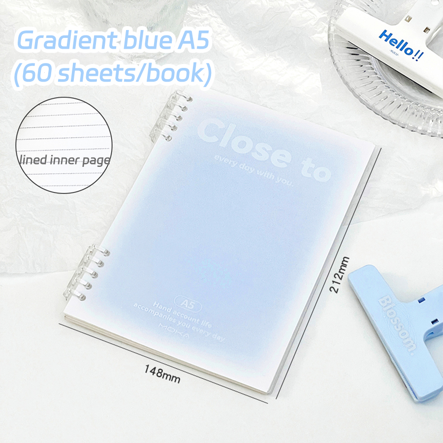 Loose-leaf Notebook Gradient Color Five-hole Detachable Lined Notepad A5/B5 Simple Ins Student Stationery School Office Supplies: green