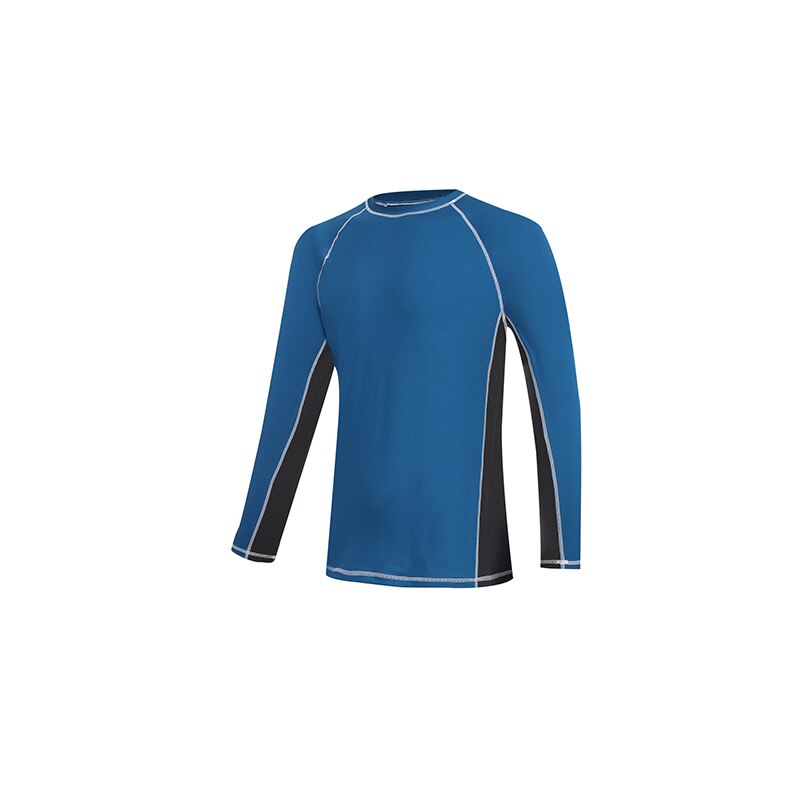 Los hombres UV UPF 50 + protección solar camisas poliéster nadar lycra exterior de larga distancia de manga de tamaño: BT2 PeacockBlue / US SIZE S