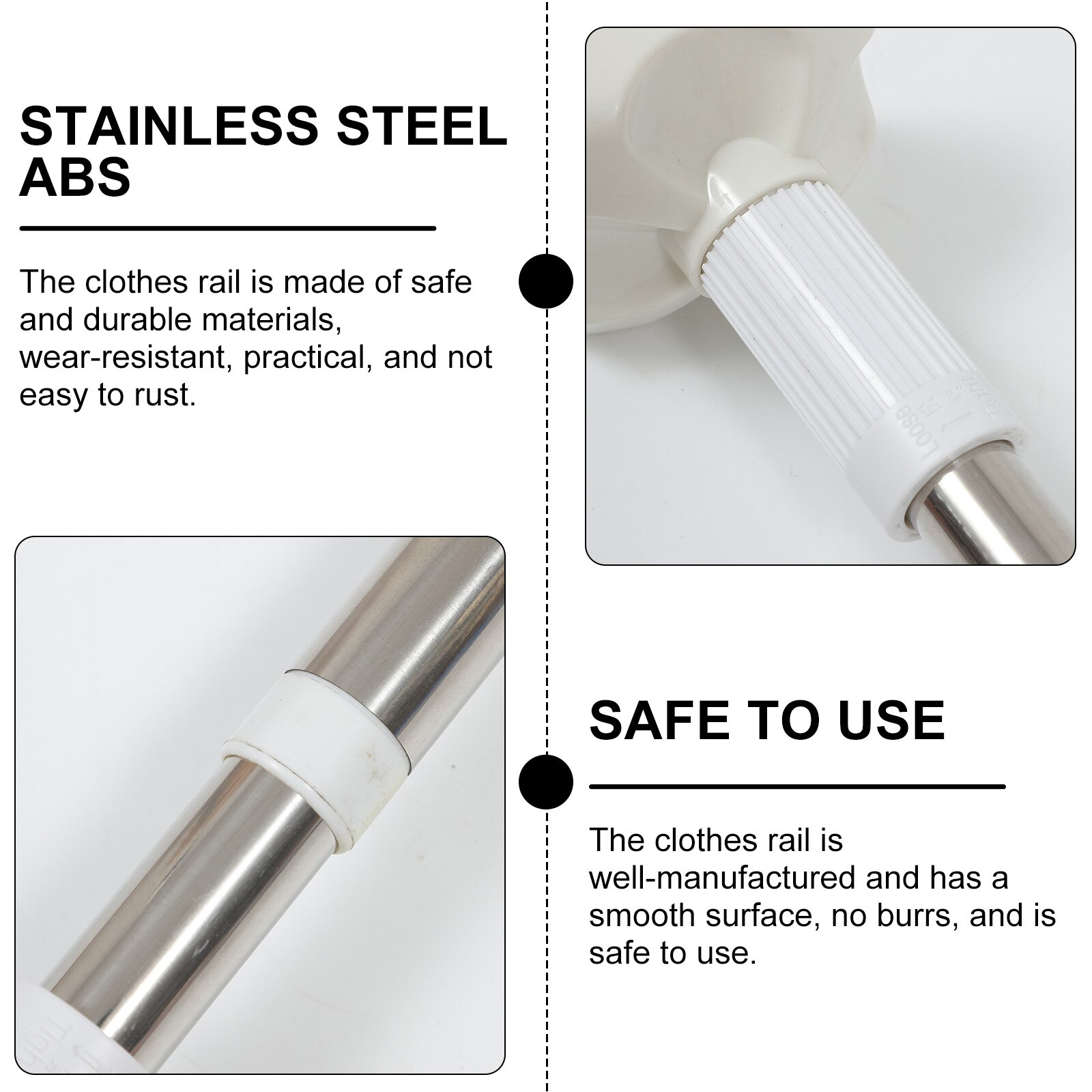 Extendable Stainless Steel Support Rod Telescopic Clothing Rod for Bathroom