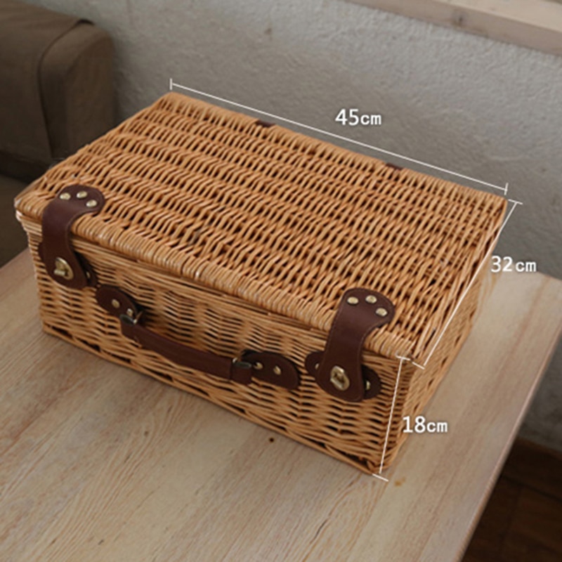 Wicker Basket Wicker Camping Picnic Basket Outdoor Willow Picnic Baskets Handmade Picnic Basket Set For 4 Persons Picnic Party