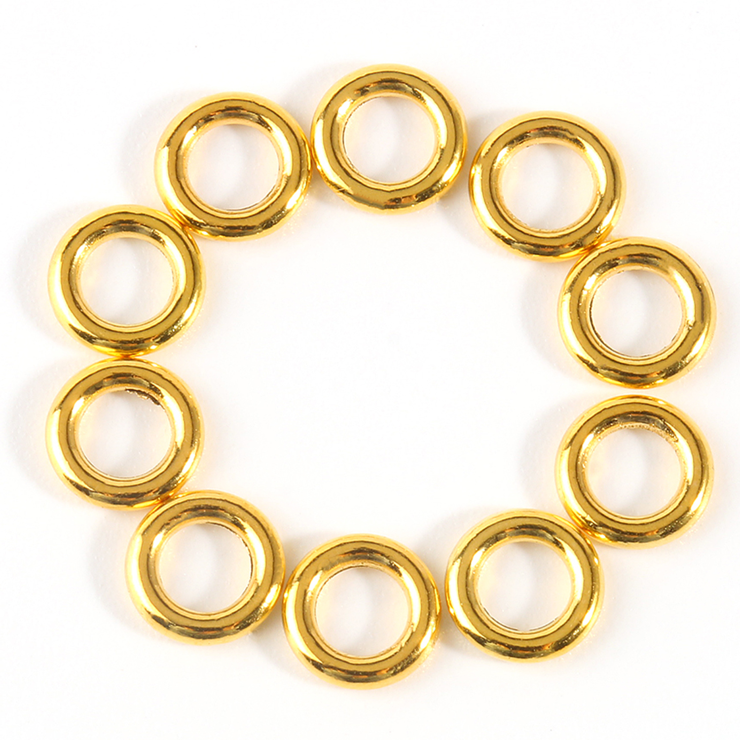 Anillos de aleación de Color dorado y plateado, conectores de aros circulares de Metal para fabricación de joyas, suministros de accesorios de bricolaje, 50 piezas, 8x2mm: Blanco