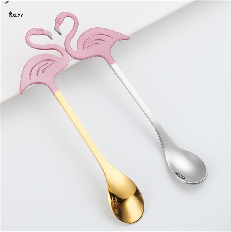 Aço inoxidável mexendo colher de café flamingo sobremesa colher acessórios cozinha utensílios de mesa ferramentas bolo colher de café para kitchen.7