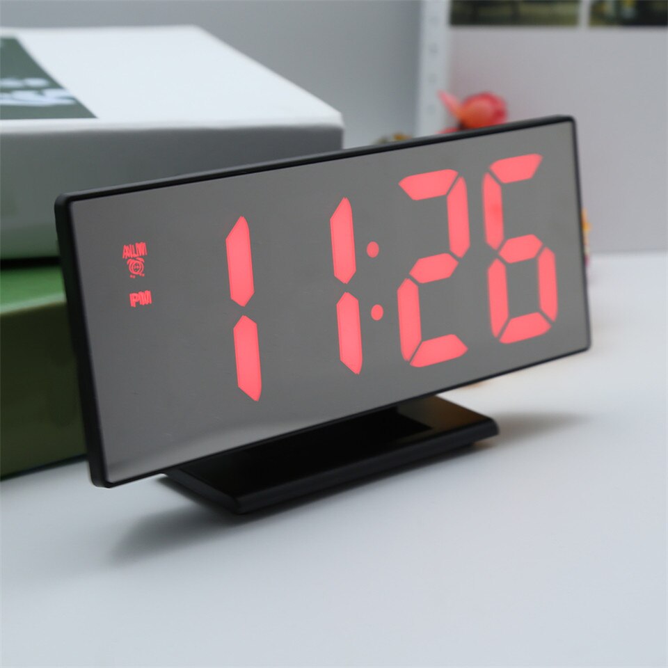 Led Digitale Wekker Spiegel Elektronische Klokken Lcd-scherm Digitale Tafel Klok Met Temperatuur Kalender Wakker Wekker