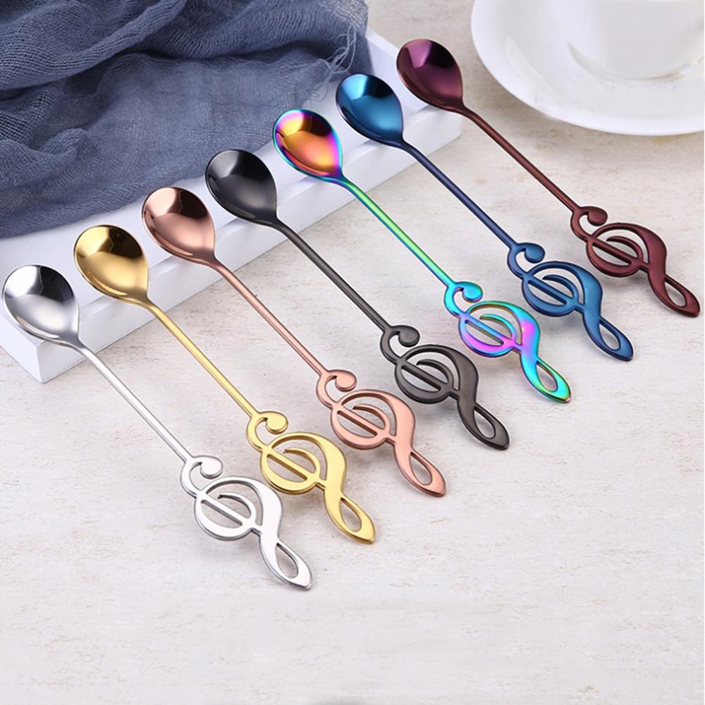 S Rvs Muzieknoot Koffie Roeren Lepel Suiker Ijs Mok Dessert Thee Lepel