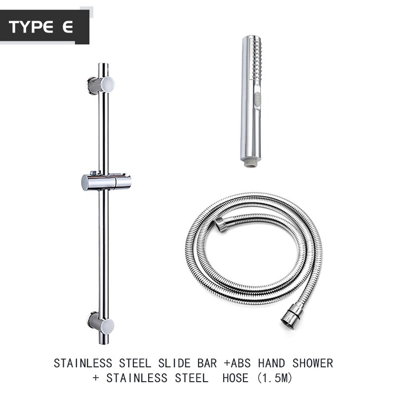 Shower Head Sliding Bar Wall Mount Shower Rail Slide Bar Silver Chrome Finished Adjustable Hand Hold Bracket Bathroom Shower Rod: E Whole Set