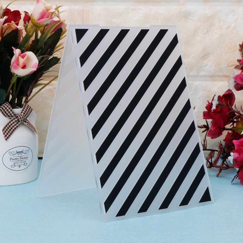 Plastic Embossing Folder Template For DIY Scrapbook Photo Album Card Paper Craft Diagonal Stripes N1HA