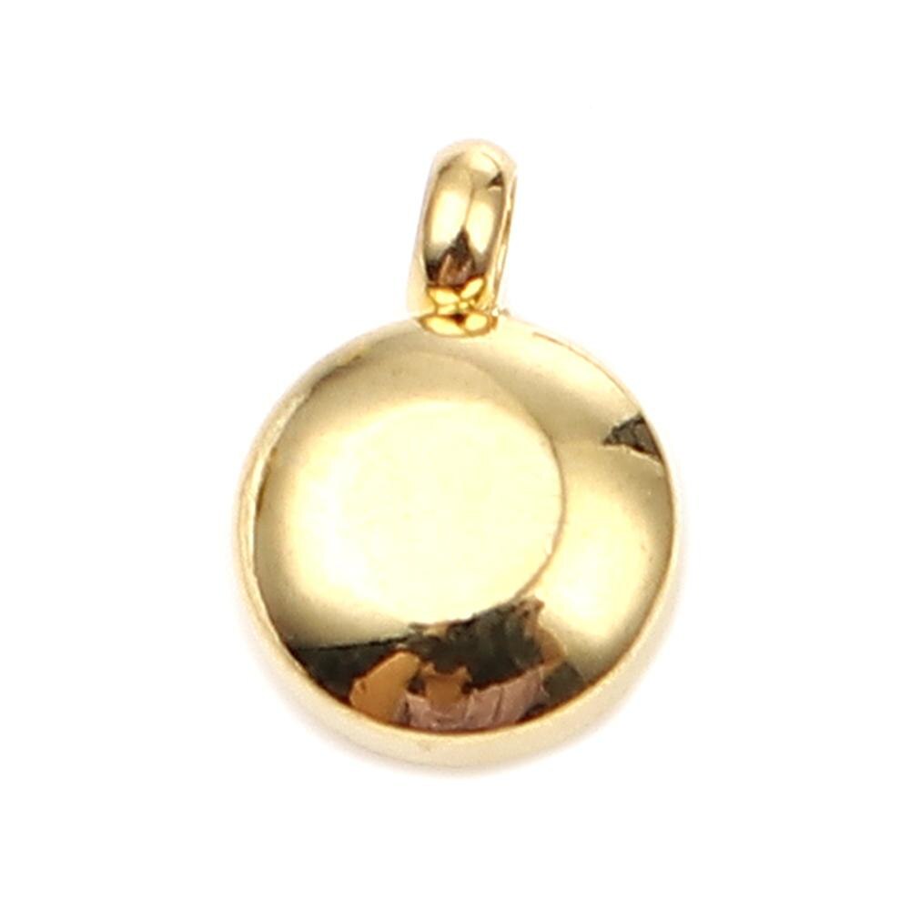 DoreenBeads Edelstahl Gold Farbe Charms Runde Multicolor Glas Anhänger DIY Machen Ohrringe Schmuck 9mm x 7mm, 2PCs