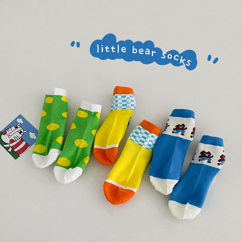 3 Paren/partij Z287 2022 Lente Baby Meisjes Leuke Cherry Gestippelde Koreaanse Baby Sokken: B / S 1-3Y