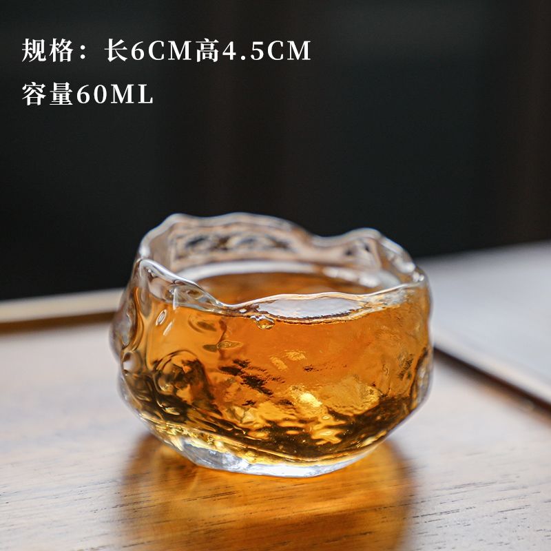 Heat-resistant Coloured Glaze Glass Cup Tea Cup Chinese Kung Fu Teacup Frosted Master Cup with Saucer Cloudy Household Small Cup: 07 Coloured Glaze