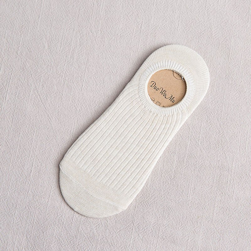 Spring Summer Solid Color Women Invisible Socks Cotton Double Needle Bar No Show Woman Socks Non-slip Kawaii Calcetines B003: 04