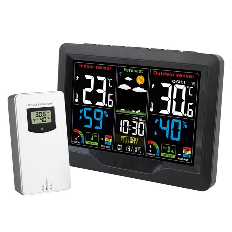Weather Station with Outdoor Sensor,Wireless Weather Station,Digital Thermometer with Digital Alarm Clock,Hygrometer