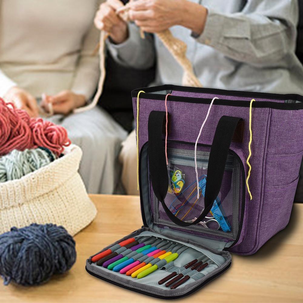 betroffen Tasche Tragbare Garn Tote Lagerung Tasche für Wolle Häkeln Haken betroffen Nadeln NäHenne Organizer Lieferungen DIY Häkeln Tasche