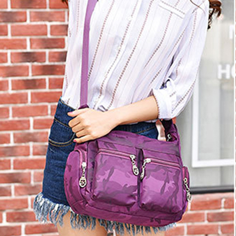 Gewassen oxford damestas multi-pocket schouder crossbody canvas tas mummie tas reis schoudertas