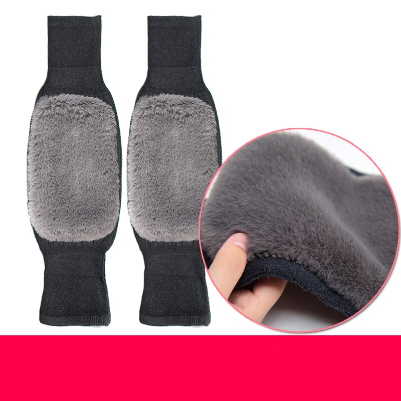 Winter Beenwarmers Vrouwen Koppels Plus Fluwelen Voet Knie Bescherming Thermische Gebreide Elastische Hoge Elastische Harajuku Gehaakte Ulzzang: gray velvet