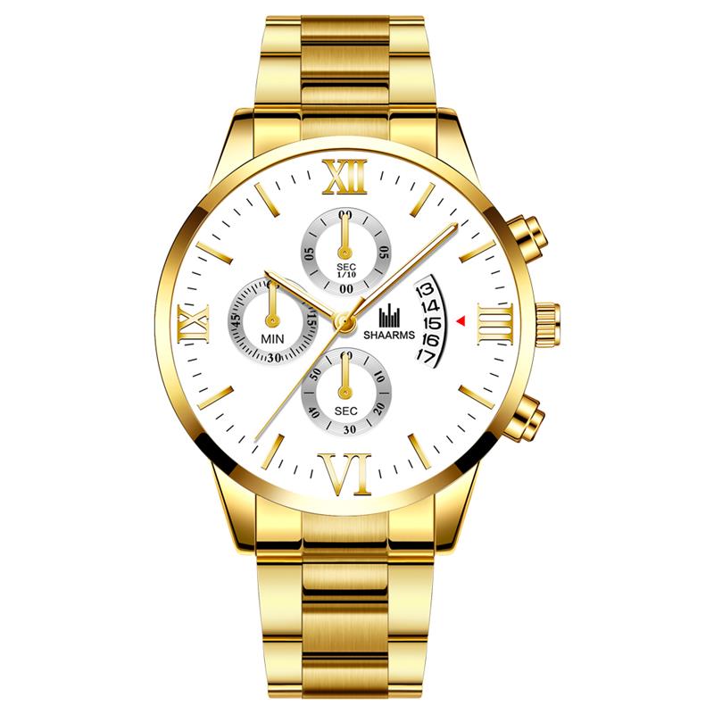 Herreur luksus quartz ur forretningsur blå urskive datour herreur rustfrit stål rem herrearmbåndsur ur: Himmelblå