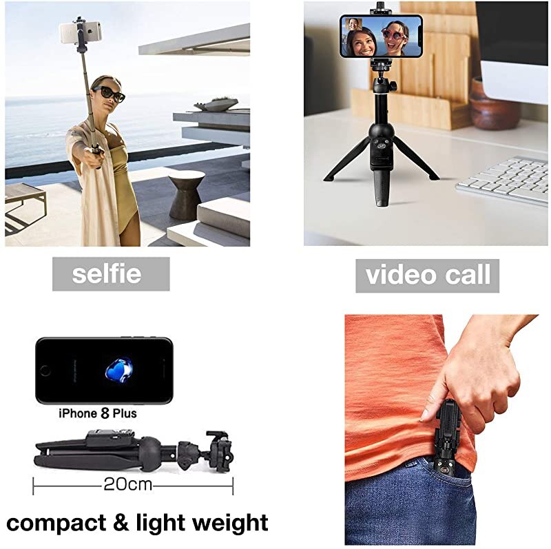 Geschikt Voor Iphone Android Bluetooth Zelfontspanner Selfie Stok Met Statief Plastic Lichtmetalen Self Timer Stick Voor Smartphone Huawei