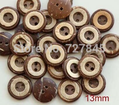 50 stks/partij Size: 13mm Natuurlijke kokosnoot knoppen voor craft, Ronde houten knop, naaien accssories (ss-k1129)