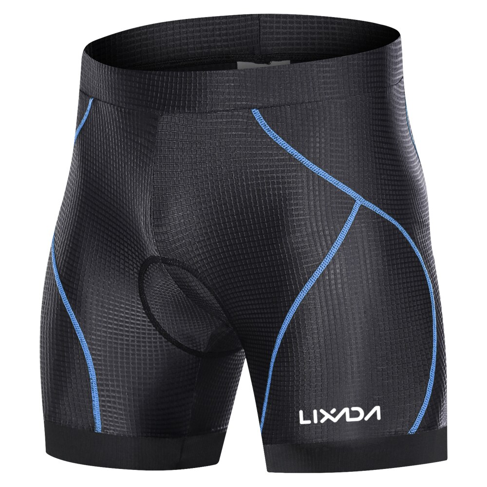 LIXADA Men Bike Padded Shorts with Anti-Slip Leg Grips Cycling 3D Padded Shorts Bicycle Padding Riding Shorts Biking Underwear