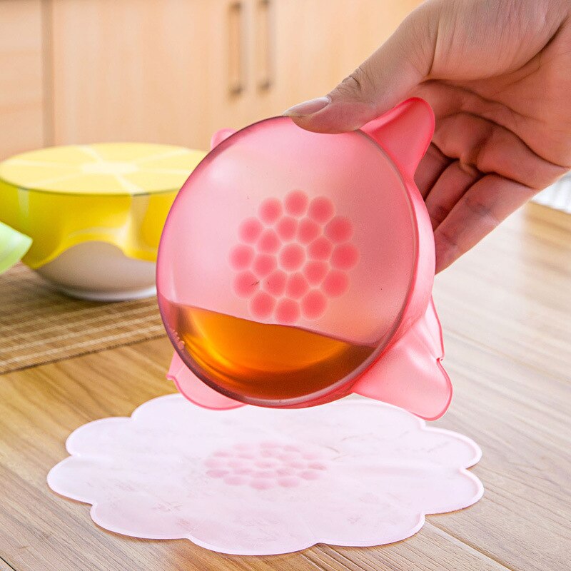 1 Lot Reusable Silicone Stretch Lids Food Fresh-keeping Kitchen Supplies Flower Shape Sealed Refrigerator Bowl Cover Household