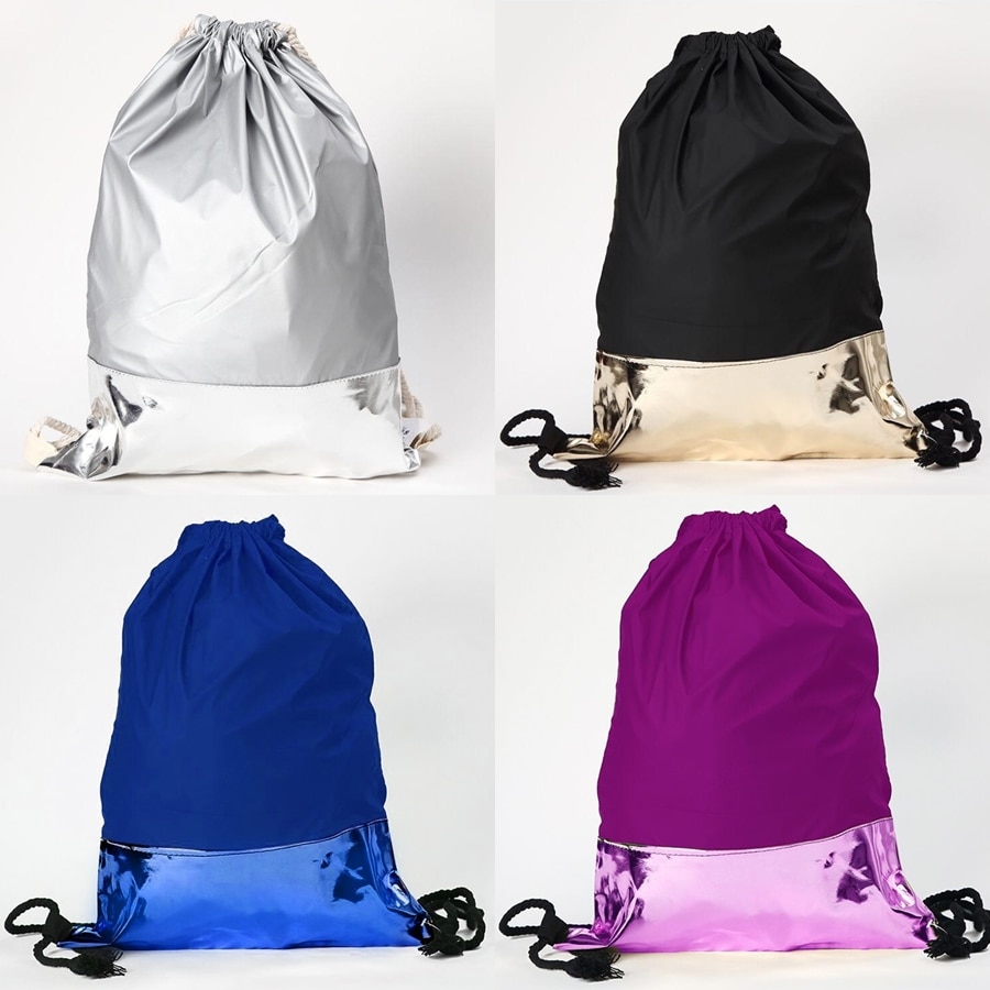 Mochila Bolsa tipo saco con cuerdas para mujer nueva femenina con apliques de polipiel impermeable