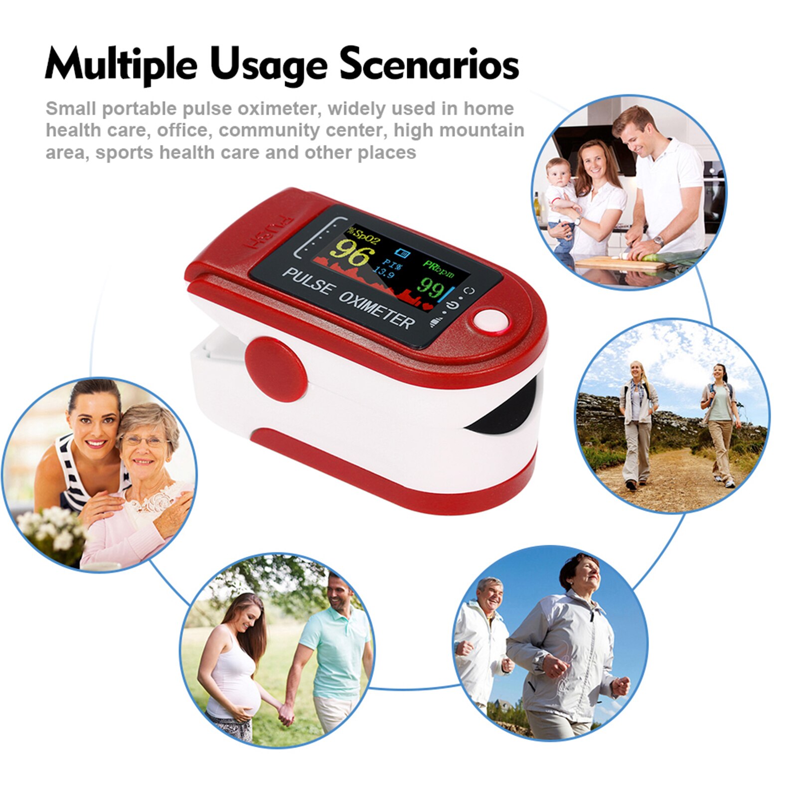 Digital Fingertip Pulse Oximeter OLED Display Blood Oxygen Sensor Saturation Mini SpO2 Monitor PR Pulse Rate Measurement Meter