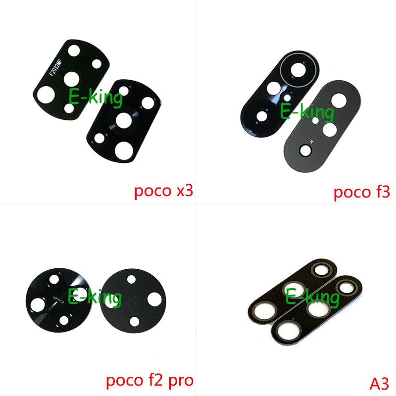 2PCS Rear Back Camera Glass Lens Cover For Xiaomi Mi Poco X3 M3 GT NFC Pro F1 F2 F3 With Ahesive Sticker Replacement Parts