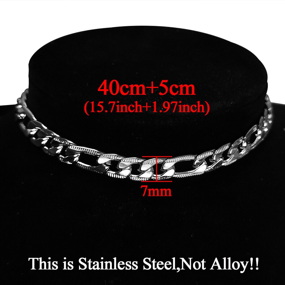 Punk Stainless Steel Choker Necklace For Women Silver Color Short Big Thick Neck Chain Chokers Necklaces Jewelry Neckless: XL573STS40