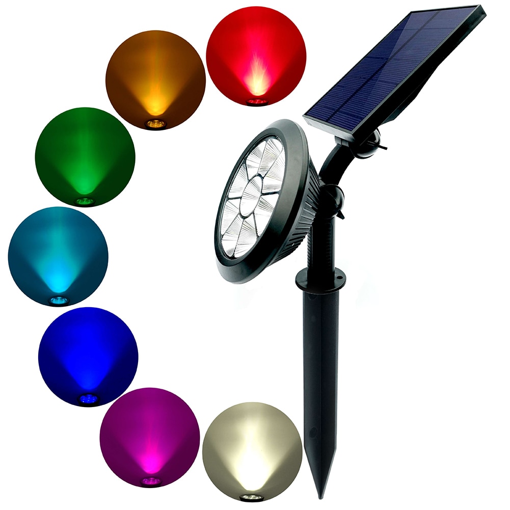 9 LED Waterproof Solar Spotlight Solar Garden Light Garden Lawn Path Ground Lighting Wall Lamp Outdoor Solar Lamp Street Lamp: 9led Colorful Light