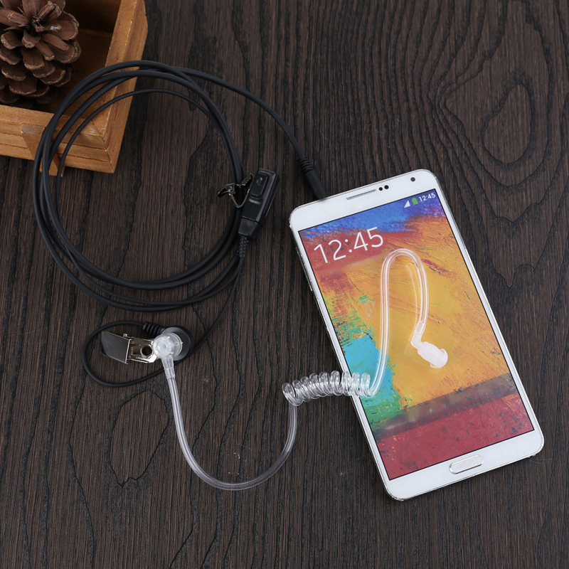 Auricular de tubo de aire de 3,5mm, auriculares con micrófono PTT para iPhone, teléfonos móviles, auriculares con tubo de aire acústico en espiral transparente