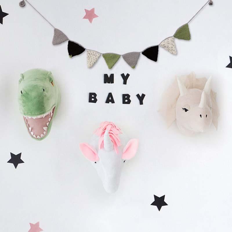Dier Hoofd Dinosaurus Muur Decor Elephant Herten Opknoping Mount Knuffel Pluche Speelgoed Prinses Pop Meisje Kid Kinderkamer