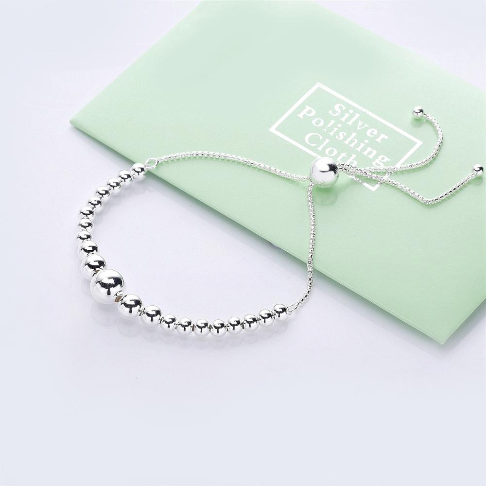 2020 novo 100% 925 prata esterlina pan pequenas bolas redondas frisado com contas ajustável pulseira diy alta qualidade moda senhora
