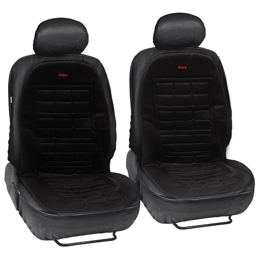 12V Verwarming Zitkussen Auto Front Elektrische Stoelverwarming Winter Seat Warmer Seat Pad Cover Temperatuur Gecontroleerde Snelle Verwarming: 2PCS Black