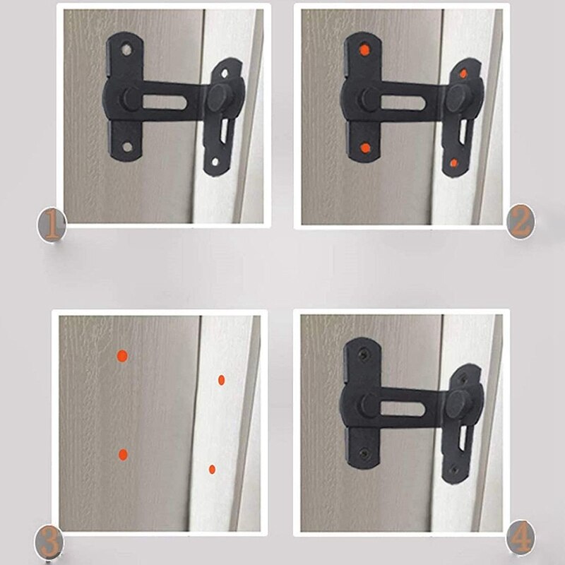 Matt Black Stainless Steel Door Buckle Lock Bolt Lock 90 Degree Door with Cabinet Hasp Lock